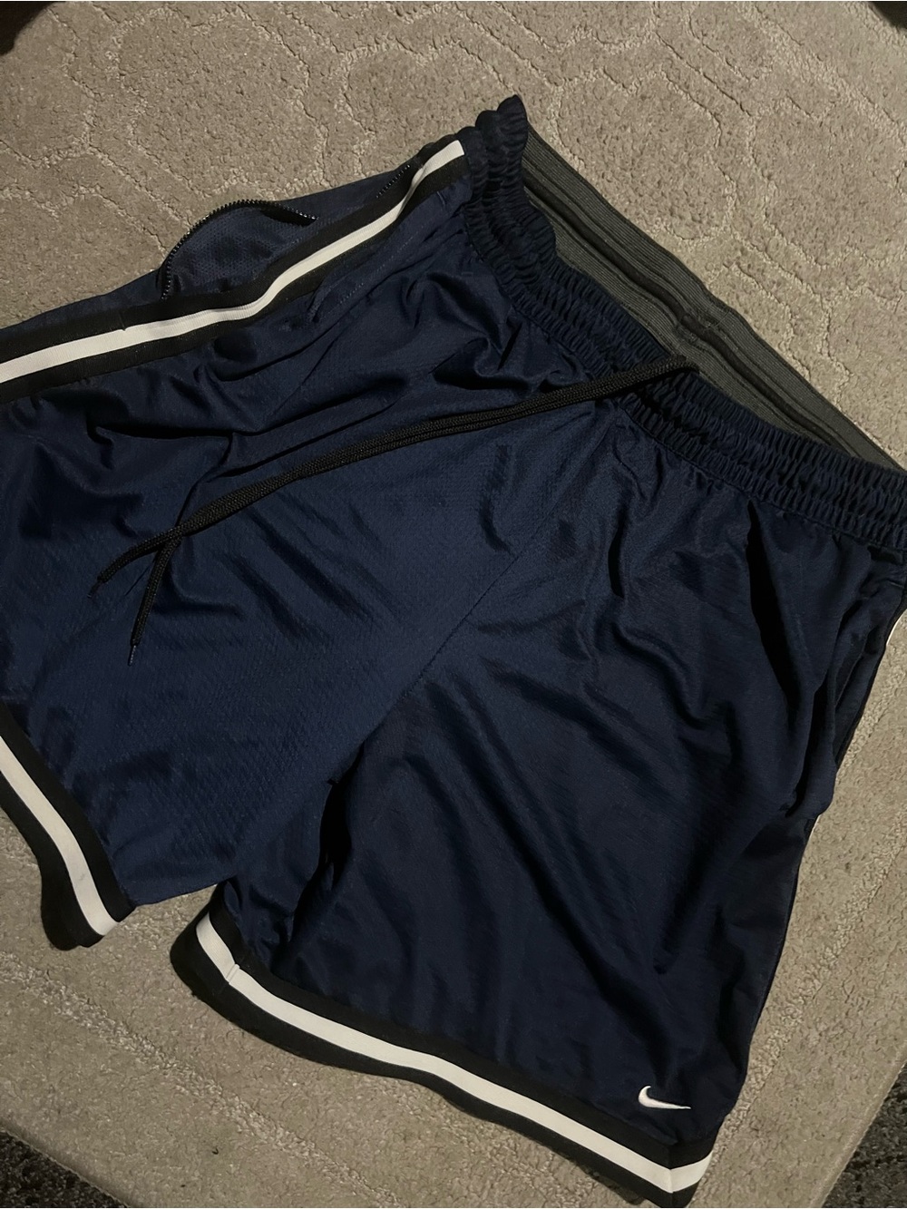 Nike Men’s Navy Athletic Shorts with White Trim